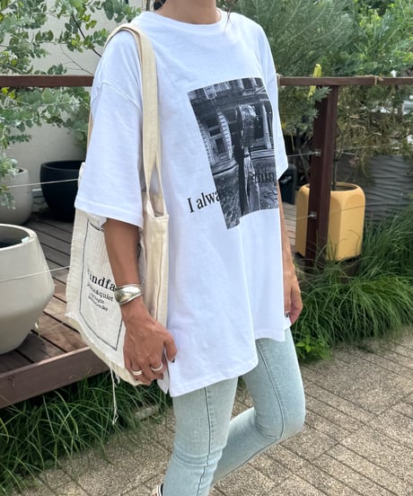 モノクロフォトプリントTシャツ(ホワイト)