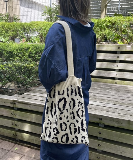 レオパード柄ニットトートバッグ(3color)