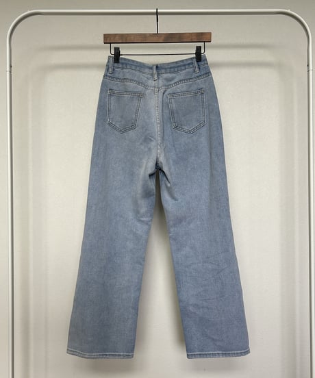 ダメージ加工ワイドデニムパンツ
