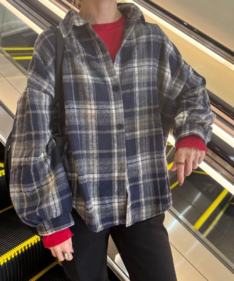 ビッグシルエットチェック柄シャツ