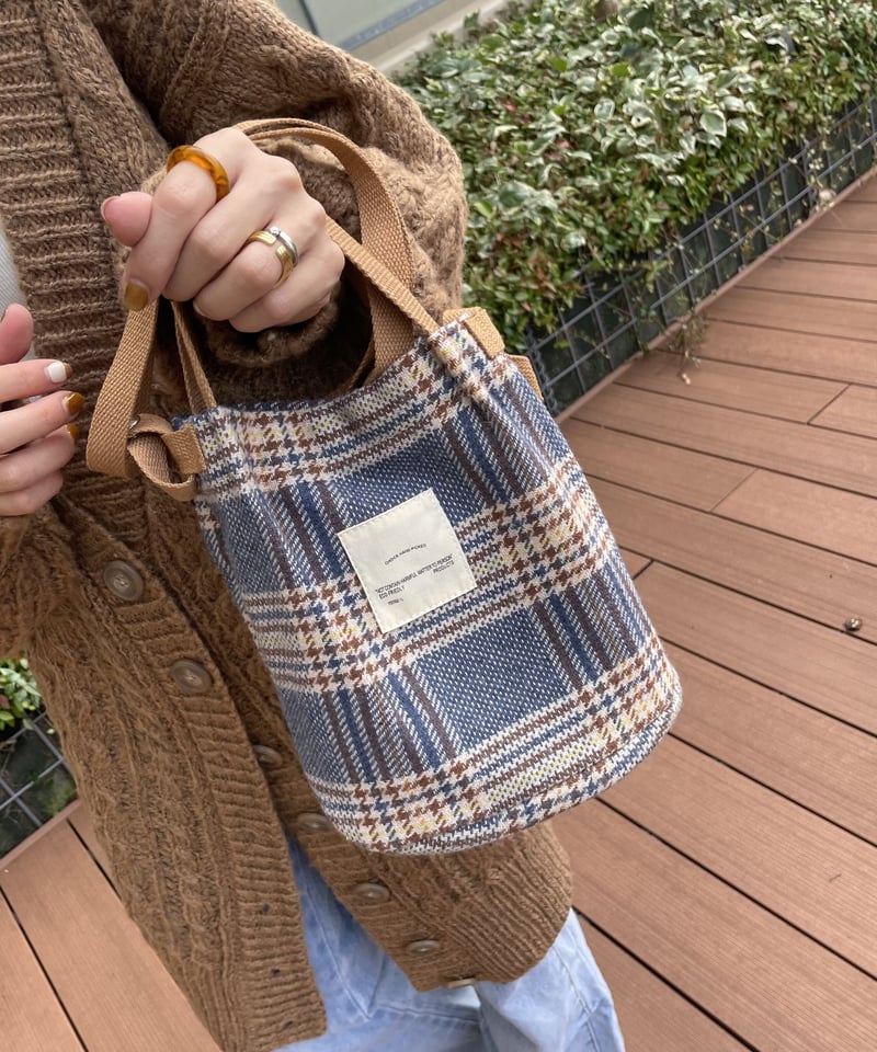 ハンドメイド  ♡ フラットバッグ  グレンチェック サブバッグ ハンドメイド ♡ フラットバッグ グレンチェック サブバッグ