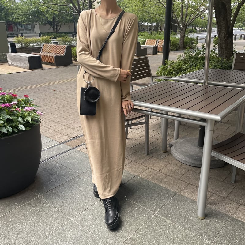 サイドボタンロングワンピース(ベージュ) | COPINE サイドボタンロングワンピース(ベージュ) | COPINE