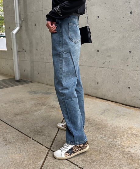 タックホックワイドデニムパンツ