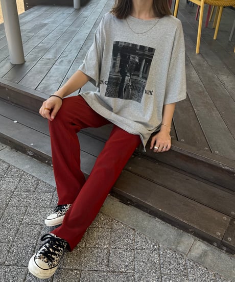 モノクロフォトプリントTシャツ(グレー)