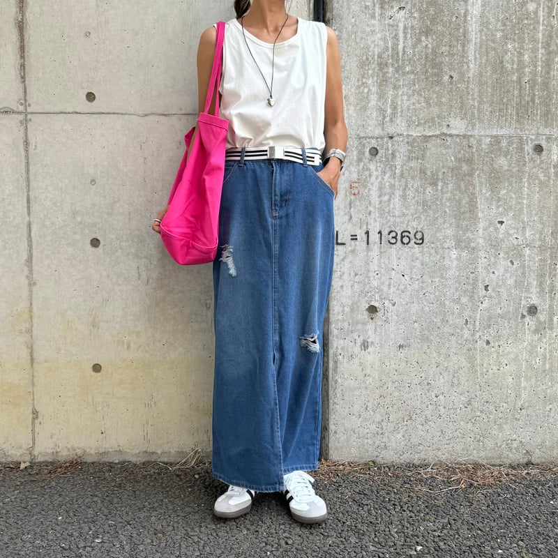 ダメージデニムロングスカート | COPINE 