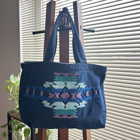オルテガ刺繍デニムトートバッグ（2color）