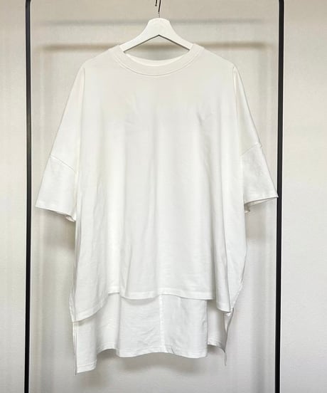 サイドスリットバックロングビッグTシャツ(ホワイト)