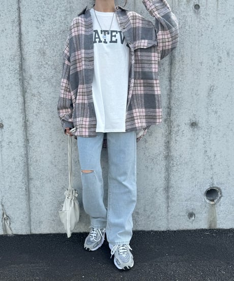 ハイウエストダメージデニムパンツ