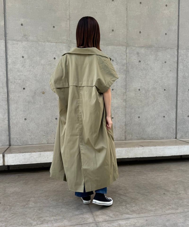 ギャバ袖2WAYロングコート(カーキ) | COPINE