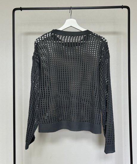 メッシュ編みニットトップス(グレー)