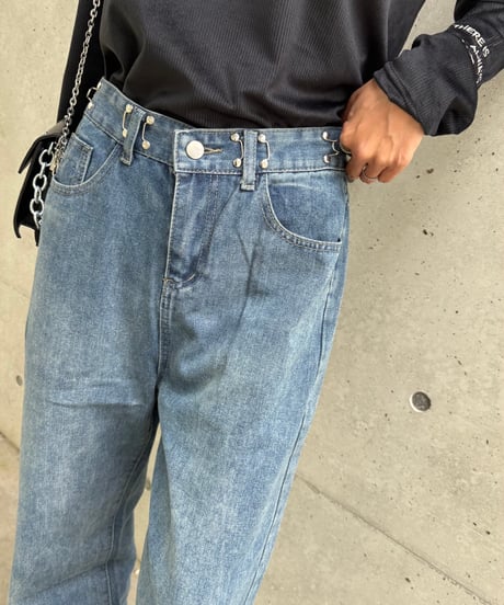 タックホックワイドデニムパンツ