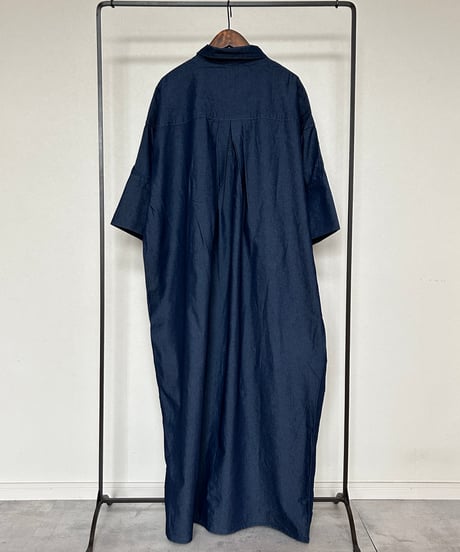 ワイド7分袖ロングシャツ(ブルー)