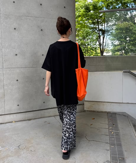 接触冷感裾フレア5分袖Tシャツ(ブラック)