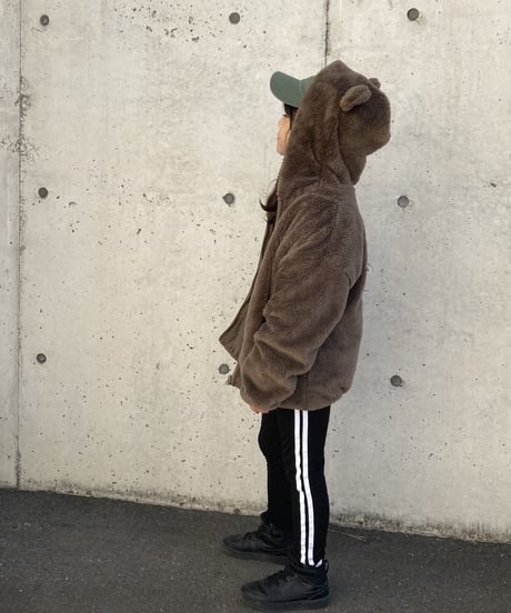 【kids】ボアフリースくま耳ジップアップパーカー(110~150)