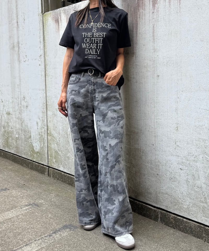 迷彩ハイウエストワイドデニムパンツ | COPINE