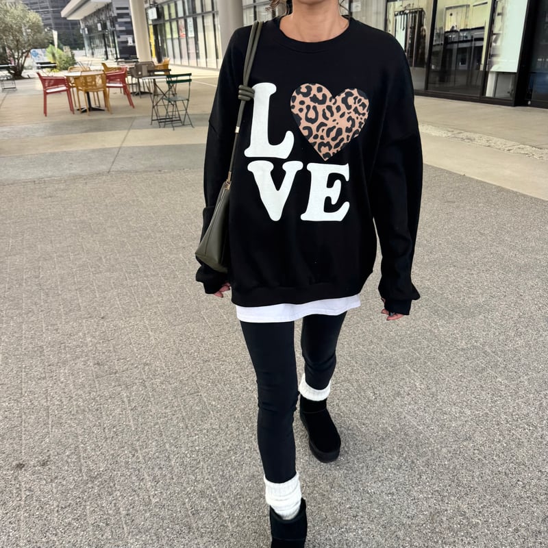 レオパードプリントスウェット(ブラック) | COPINE