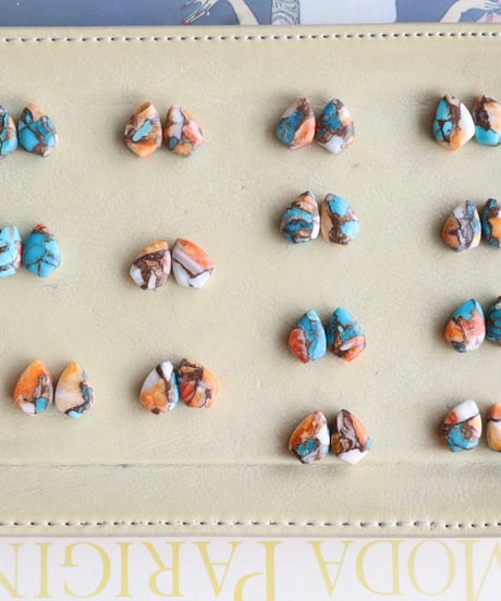 【nemon】Oyster copper turquoise marquise hoop (pierce/earring)