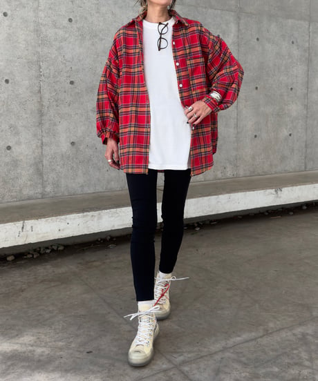 ビッグシルエットチェック柄シャツ