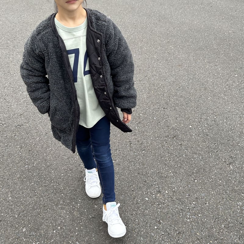 kids】 リバーシブルキルティングボアジャケット（ブラック/5size