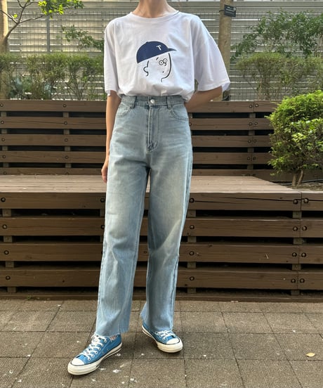 カットオフデニムストレートパンツ