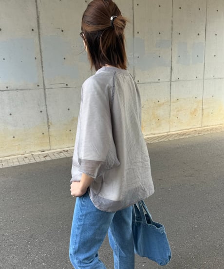 オーガンジーレイヤードロゴTシャツ(グレー)