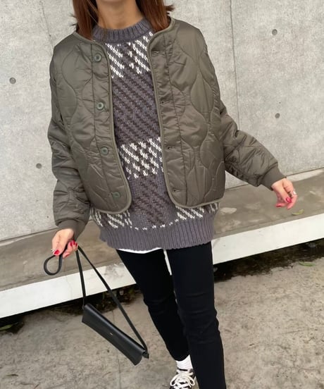 【OUTLET】ウェーブキルティングショートジャケット(カーキ2size)