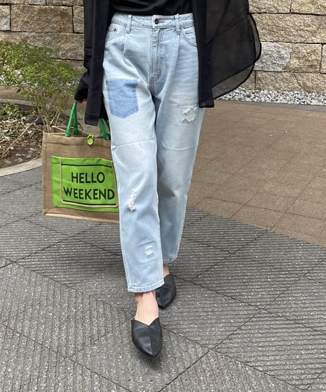 ダメージ加工デニムキャロットパンツ(3size）