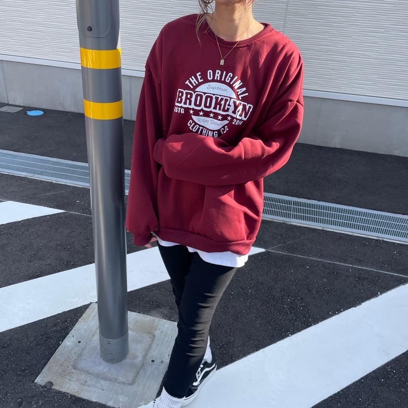 裏起毛カレッジロゴトレーナー(ワインレッド) | COPINE