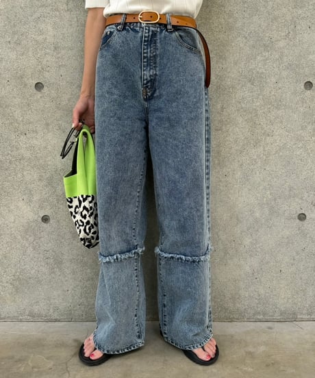 裾切替ワイドデニムパンツ(2size)