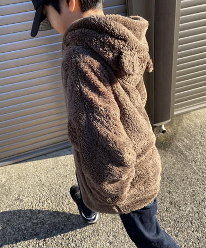 KRY clothing 新作ボアパーカー スタッズ　くま耳 kids】ボアフリースくま耳ジップアップパーカー(110~150) | COPINE