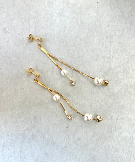 ドロップパールビジューピアス(2color)