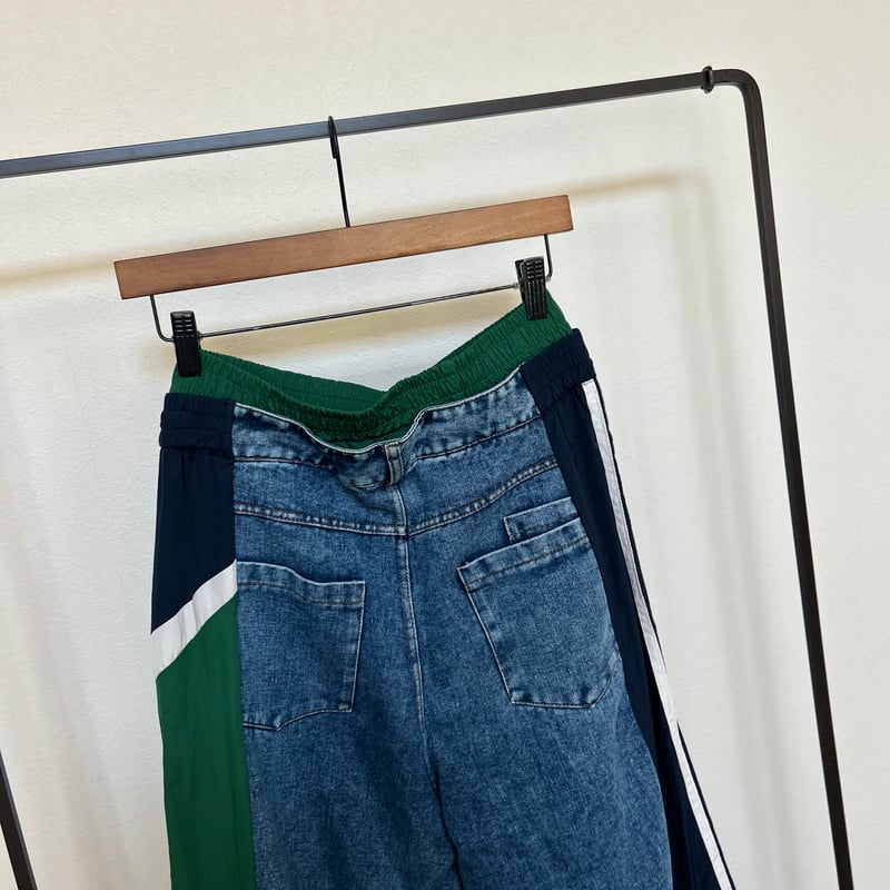 異素材切り替えサイドラインデニムパンツ | COPINE 異素材切り替えサイドラインデニムパンツ | COPINE