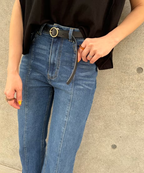 センタースリットデニムパンツ(ブルー)