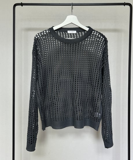 メッシュ編みニットトップス(グレー)