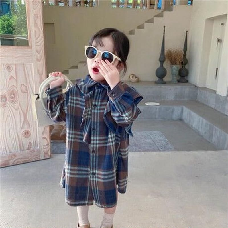 kids】チェック柄シャツワンピース(2color・2size) | COPINE kids】チェック柄シャツワンピース(2color・2size) | COPINE