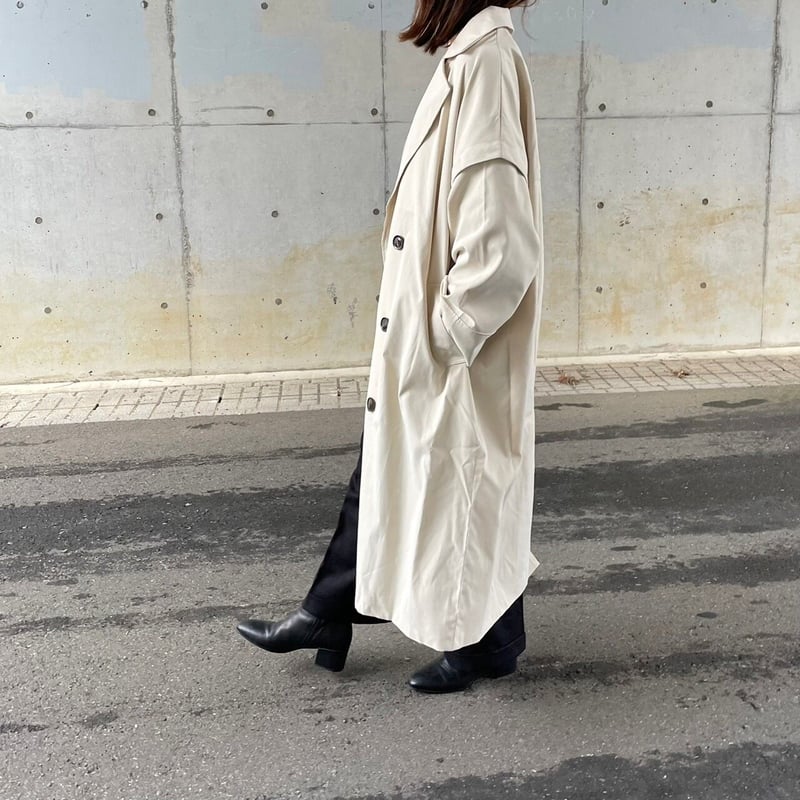 ギャバ袖2WAYロングコート(アイボリー) | COPINE ギャバ袖2WAYロングコート(アイボリー) | COPINE