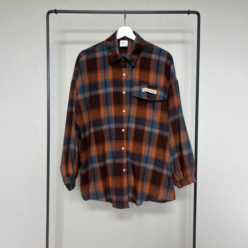 オーバーサイズチェック柄シャツ(ブラウン) | COPINE オーバーサイズチェック柄シャツ(ブラウン) | COPINE