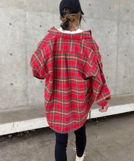 ビッグシルエットチェック柄シャツ