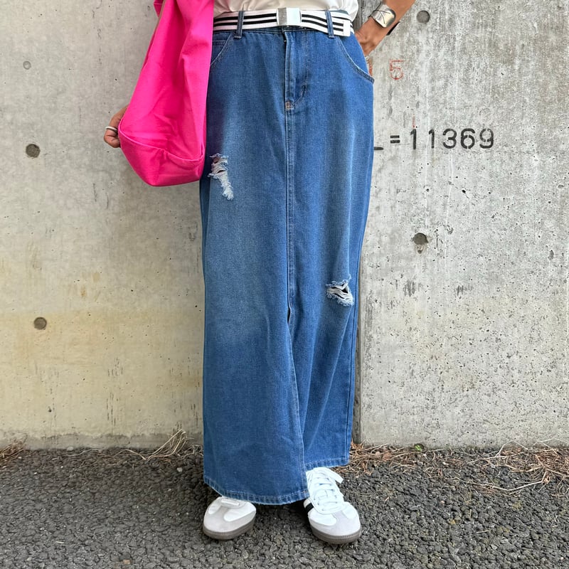 ダメージデニムロングスカート | COPINE