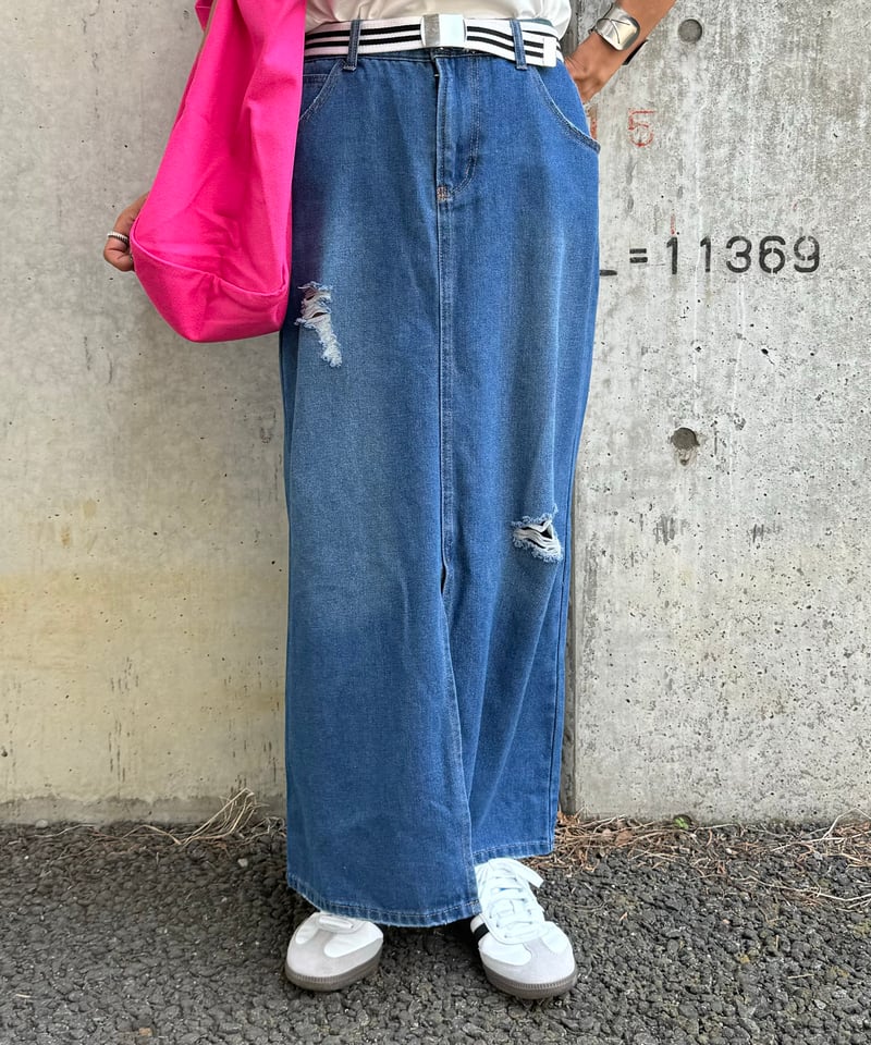 ダメージデニムロングスカート | COPINE
