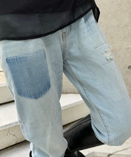 ダメージ加工デニムキャロットパンツ(3size）