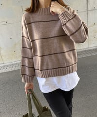 ギザギザボーダーデザインニット