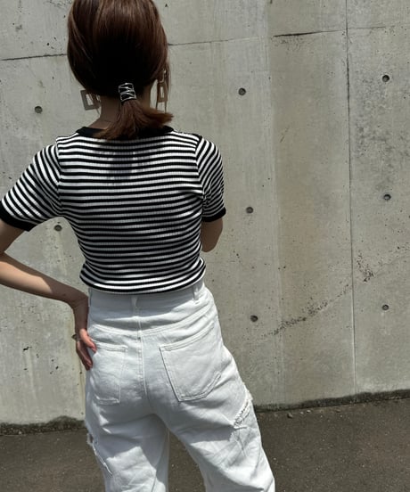 ボーダーサマーニットTシャツ