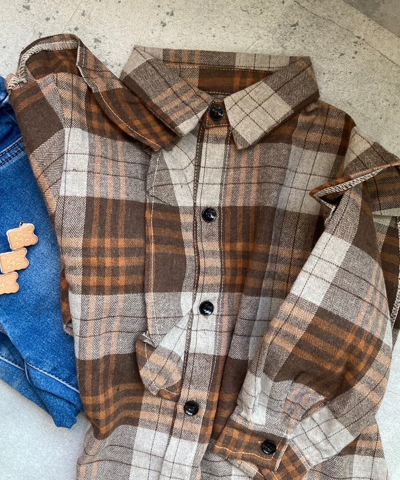 kids】チェック柄シャツワンピース(2color・2size) | COPINE