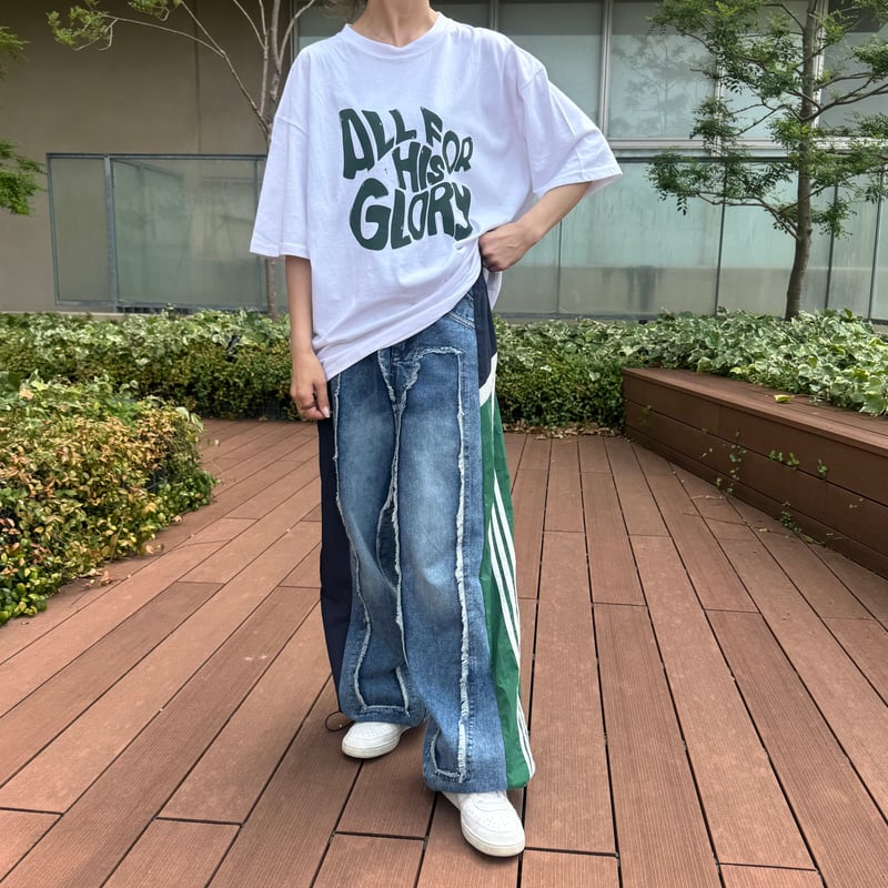 異素材切り替えサイドラインデニムパンツ | COPINE
