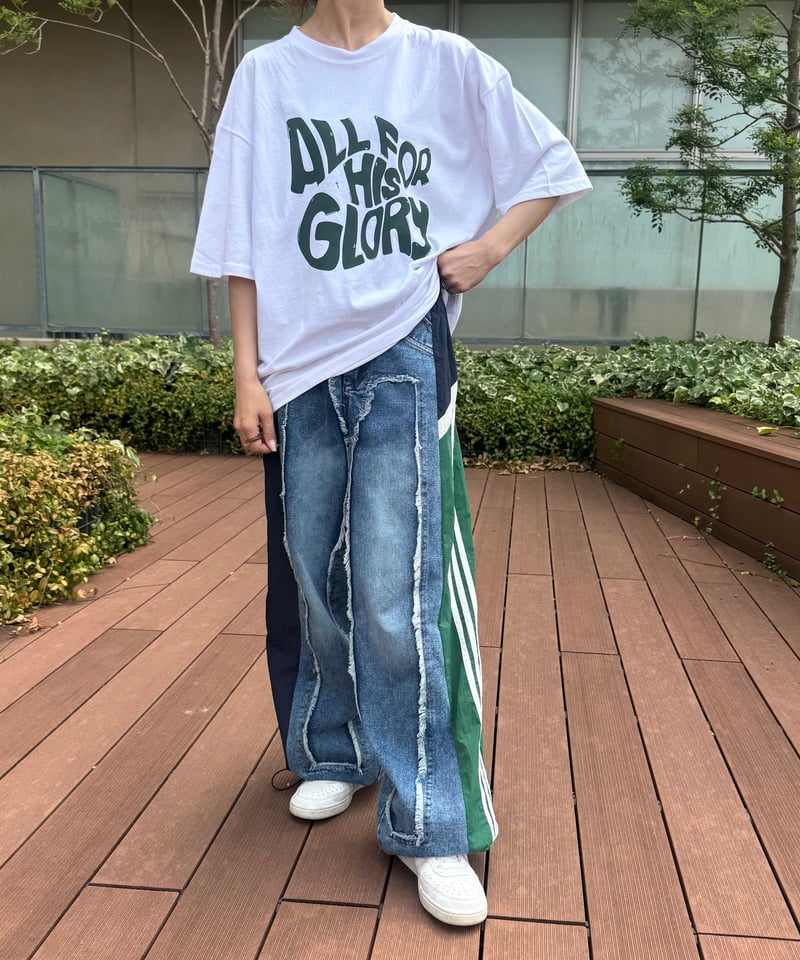 異素材切り替えサイドラインデニムパンツ | COPINE