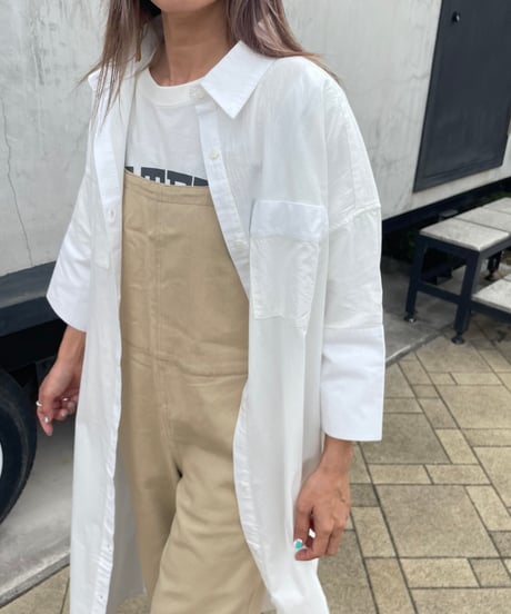 ワイド7分袖ロングシャツ(ホワイト)