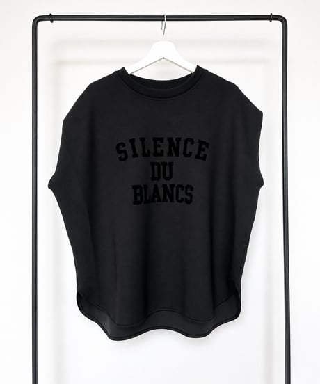 フロッキープリントフレンチスリーブTシャツ(ブラック)