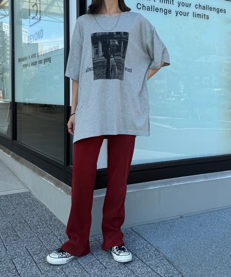 モノクロフォトプリントTシャツ(グレー)