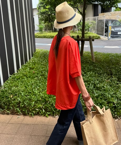 接触冷感バックロングTシャツ(オレンジ)